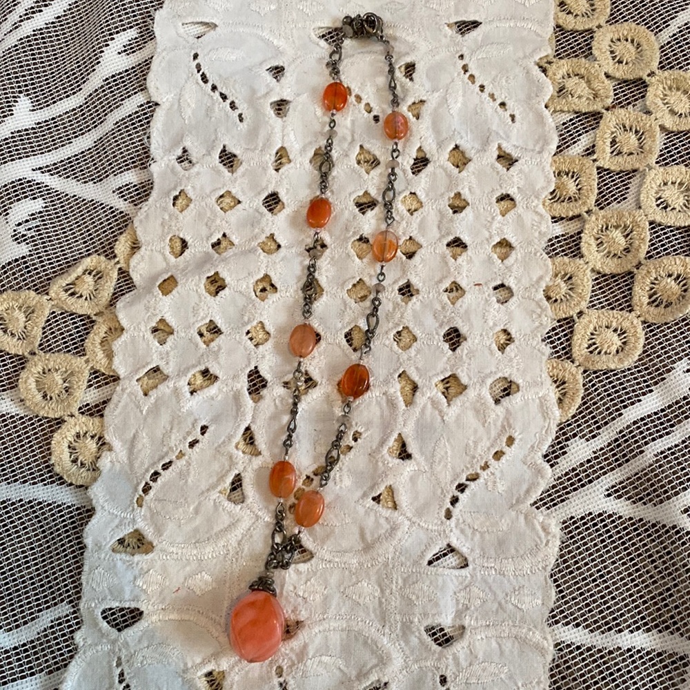 Orange silver/faux silver Necklace